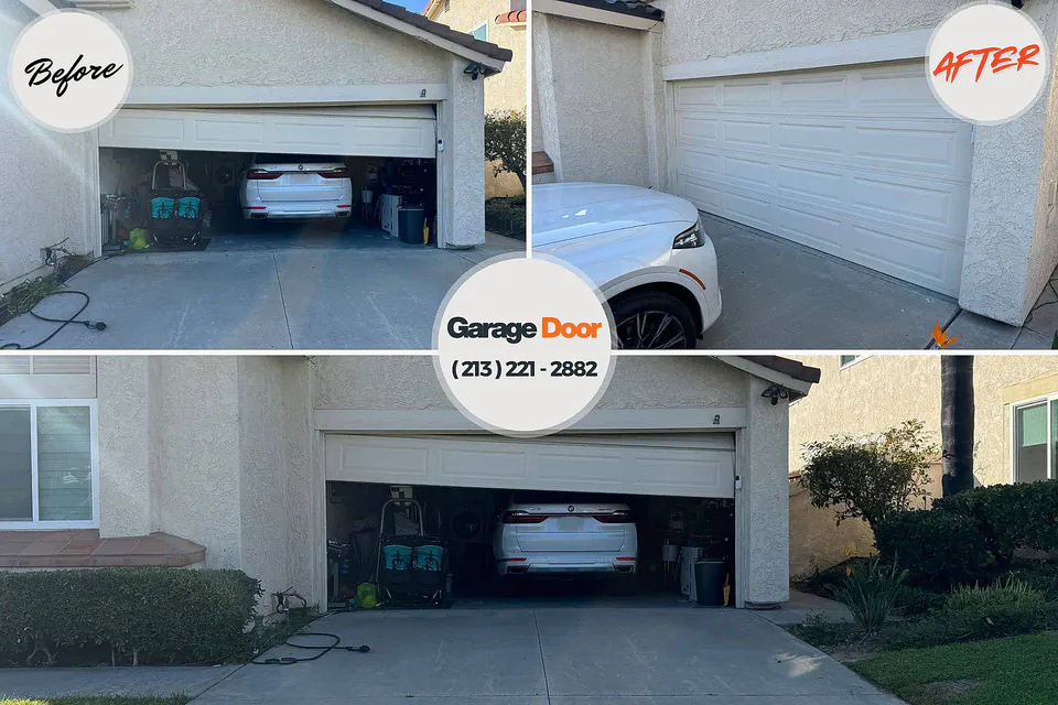 Before and after: garage door repair Twin Lakes, WI